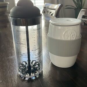 PAMPERED CHEF Salad Dressing Mixer & PC cake mug/ceramic egg cooker bundle